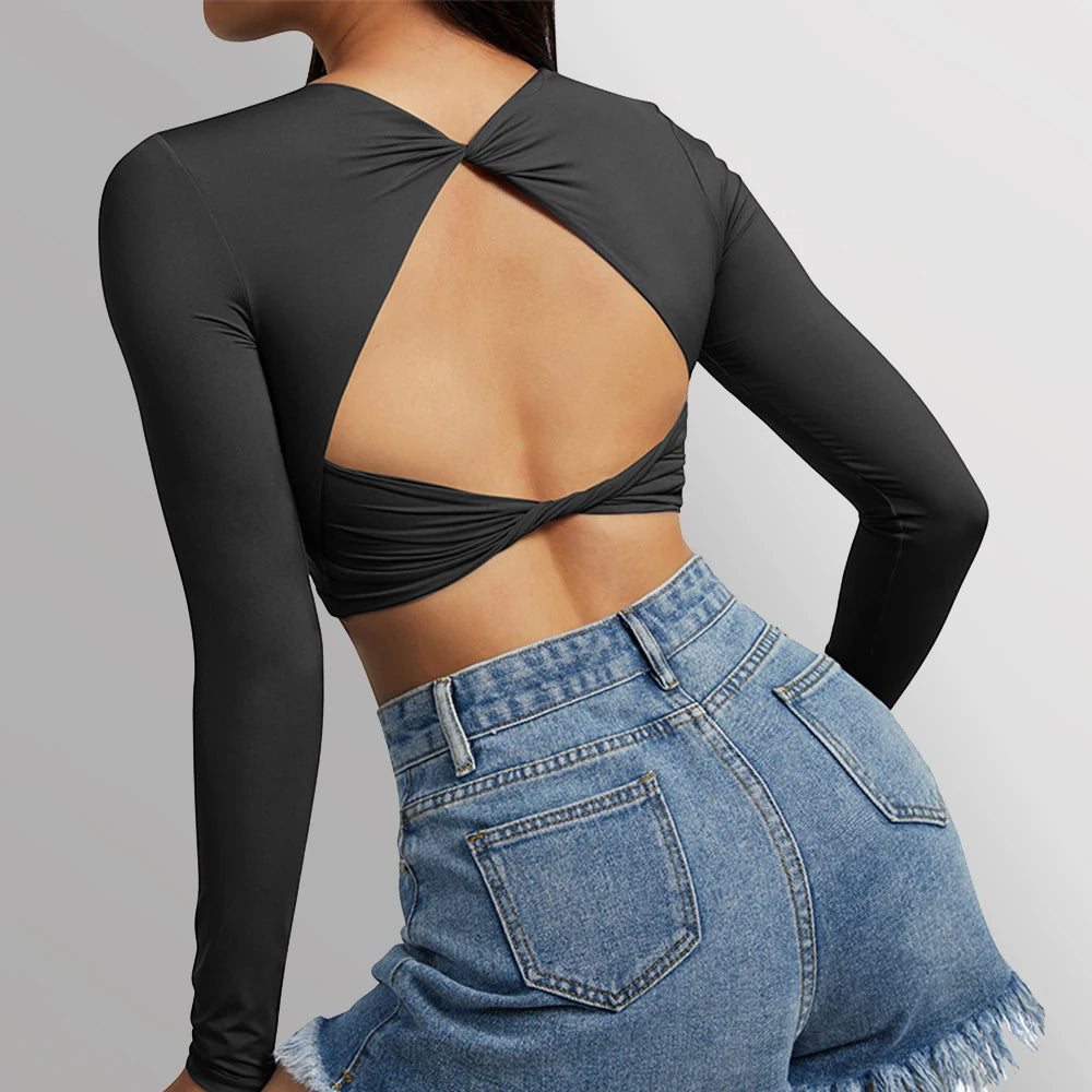 Twist Open Back Crop Top